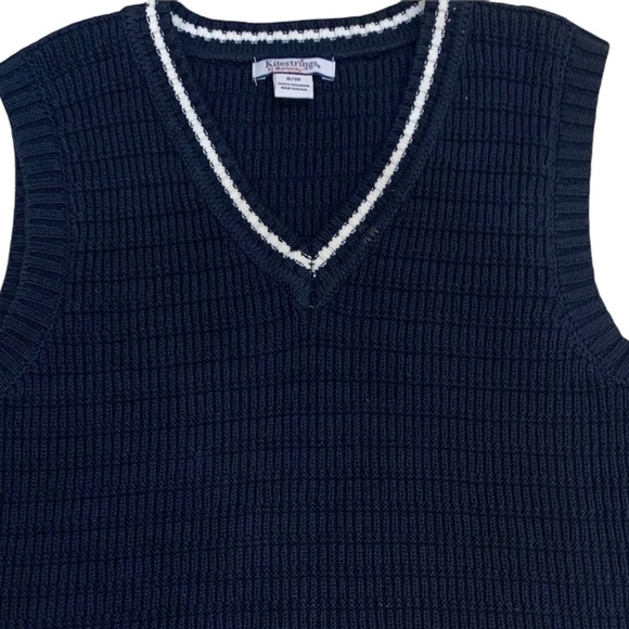 Kitestrings by Hartstrings Navy Blue Cotton Pullover V Neck Vest Sz 8/10 - Picture 6 of 6